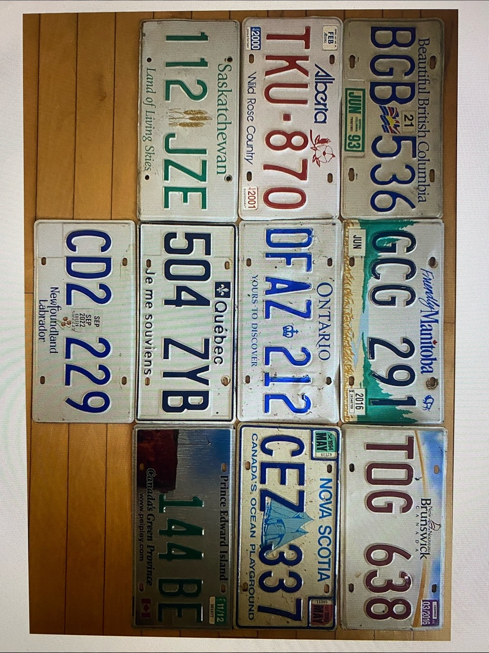 CANADA 10 PROVINCES QUEBEC ONTARIO ALBERTA LICENSE PLATE LOT OF 10